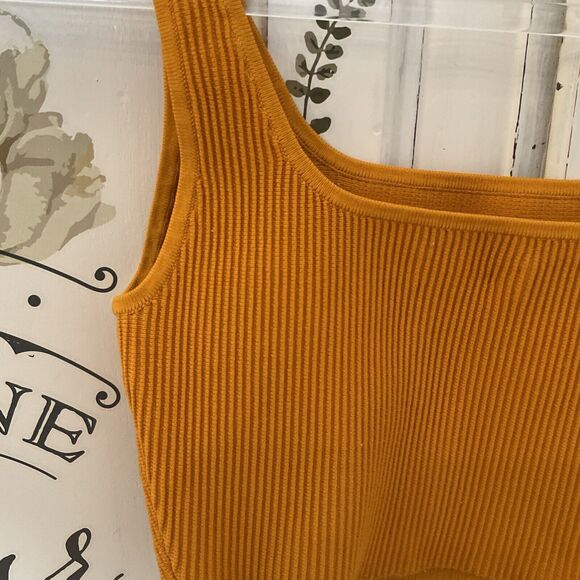 Aritzia Babaton Womens Sculpt Knit Square Neck Cropped Tank Top Ribbed Orange, S - Picture 9 of 13